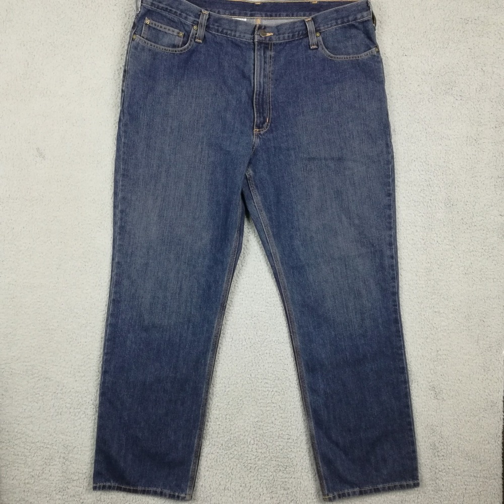 Carhartt Mens Jeans Relaxed Fit Holter Straight Leg Blue Denim Dark Wash 42x34
